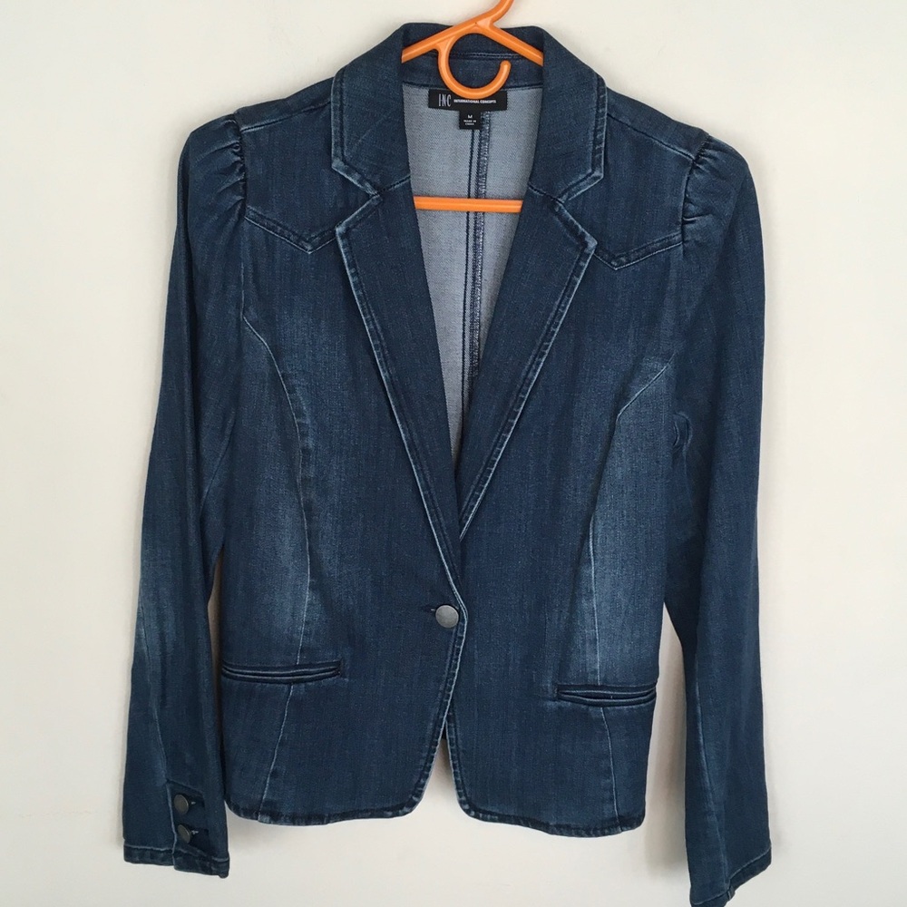 Dark Denim Feminine Blazer Jacket